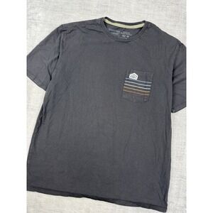 Patagonia Shirt Mens Medium Gray Line Logo Ridge Stripe Pocket Organic Classic